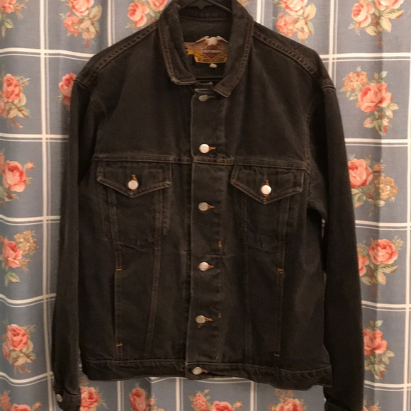 harley davidson black denim jacket